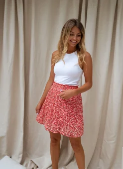 Jupes & Shorts-EASY-CLOTHES Jupe Tana - rouge à fleursEasy Clothes Rouge à fleurs       