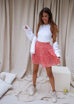 Jupes & Shorts-EASY-CLOTHES Jupe Tana - rouge à fleursEasy Clothes Rouge à fleurs       