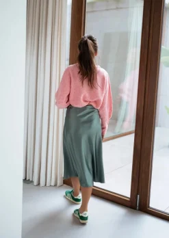 Jupes & Shorts-EASY-CLOTHES Jupe Verte Darla - Taille Haute - Effet Soie - FluideEasy Clothes Verte       