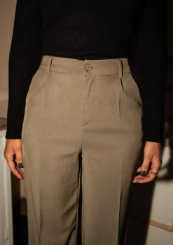 Pantalons-EASY-CLOTHES Pantalon Arnaud - Kaki - À Pince - Avec PochesEasy Clothes Kaki