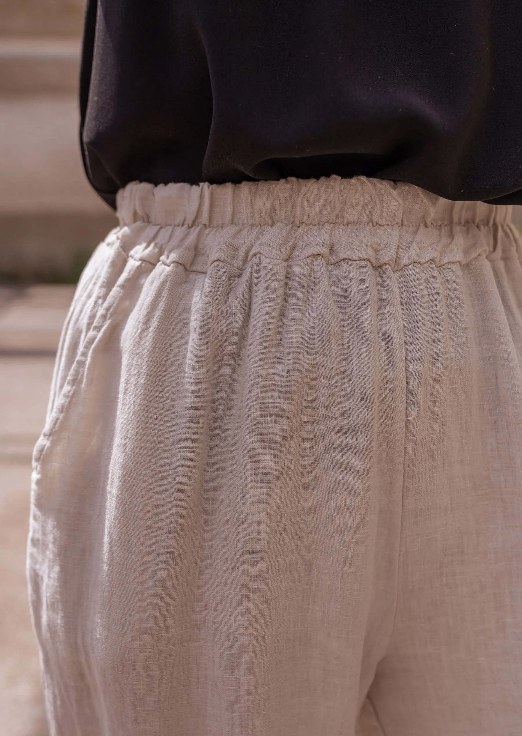 Pantalons-EASY-CLOTHES Pantalon Beige - Tim - Matière Lin - Long & FluideEasy Clothes Beige