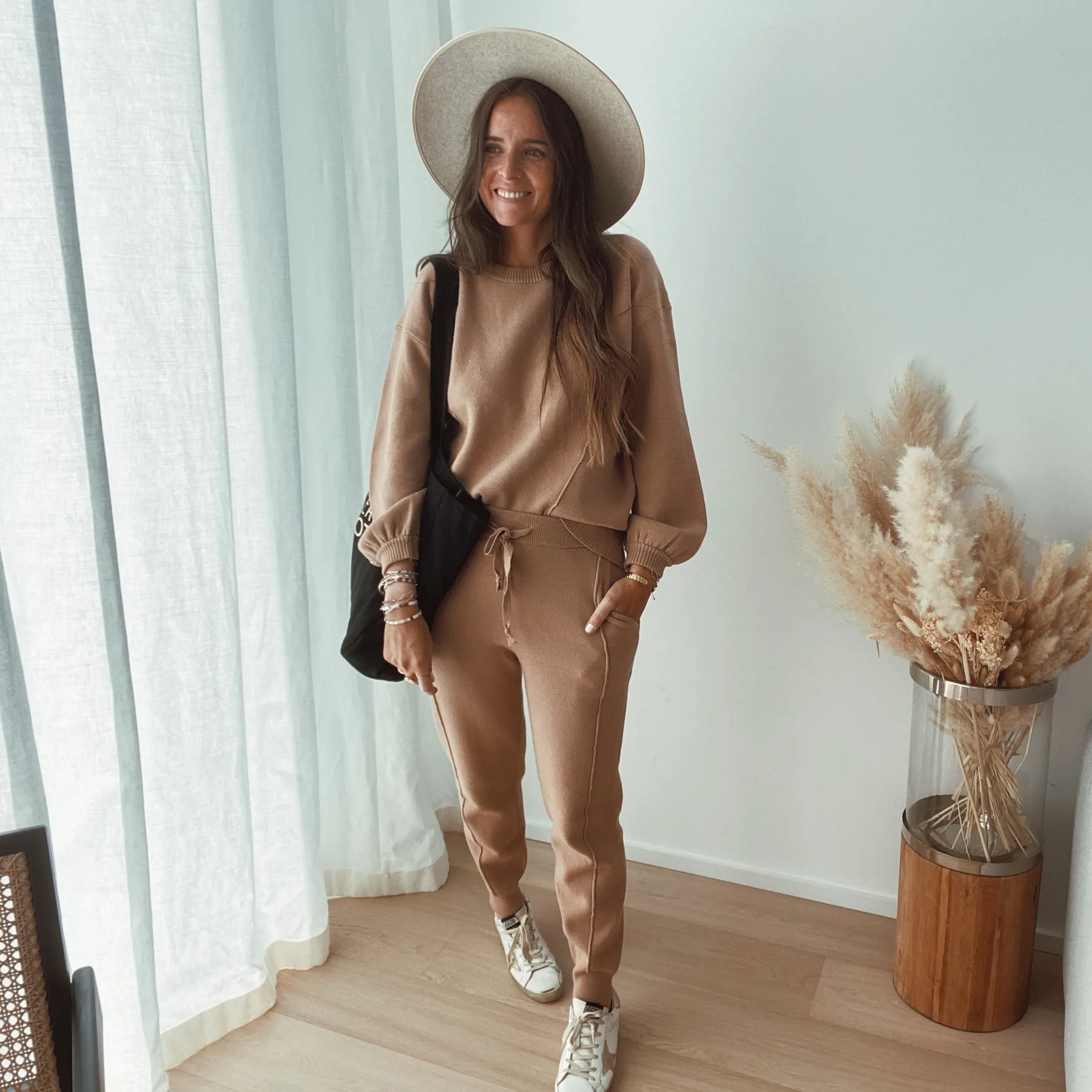 Pantalons-EASY-CLOTHES Pantalon Beni - camel (Ensemble 1 sur 2)Easy Clothes Camel (ensemble 1 sur 2)