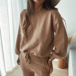 Pantalons-EASY-CLOTHES Pantalon Beni - camel (Ensemble 1 sur 2)Easy Clothes Camel (ensemble 1 sur 2)