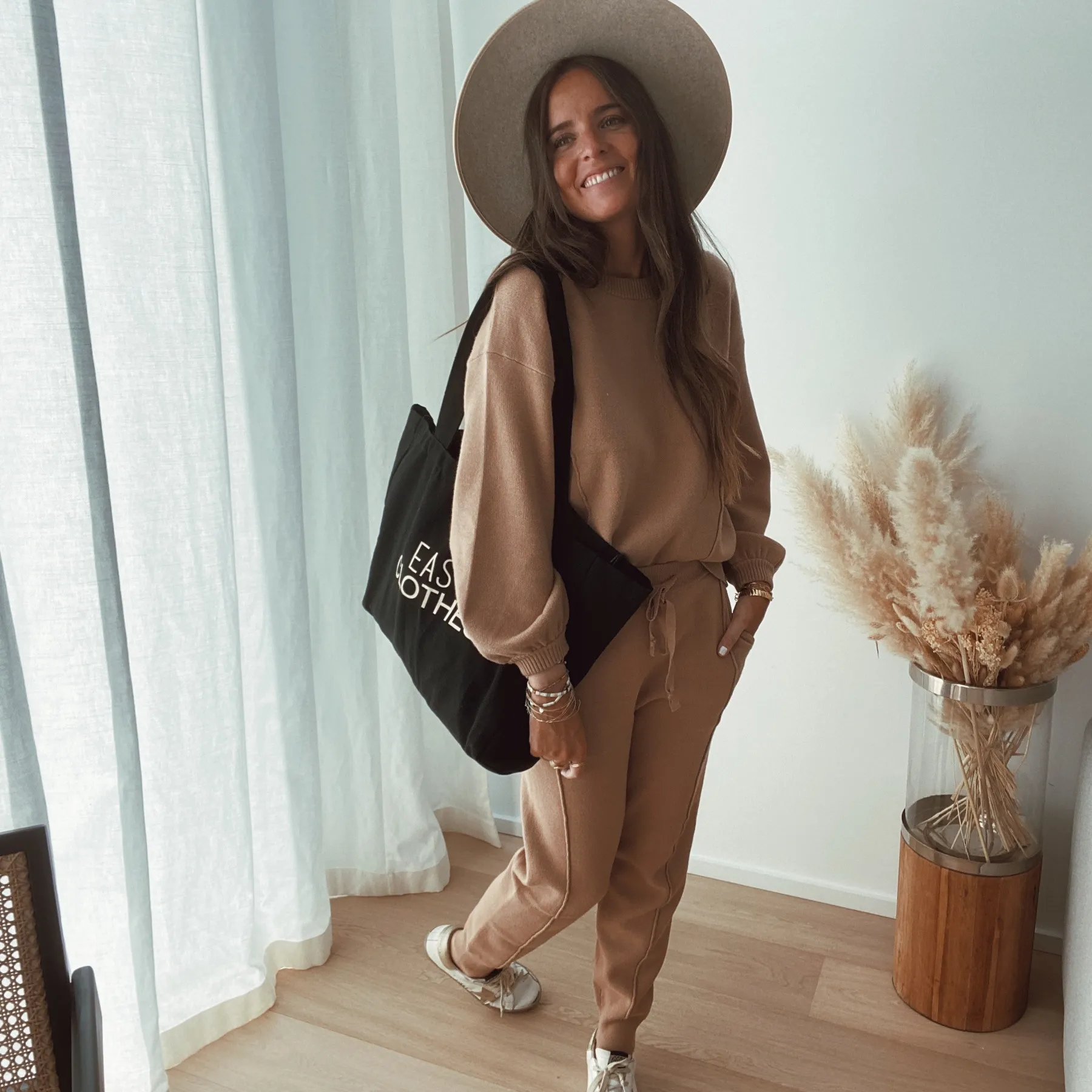 Pantalons-EASY-CLOTHES Pantalon Beni - camel (Ensemble 1 sur 2)Easy Clothes Camel (ensemble 1 sur 2)