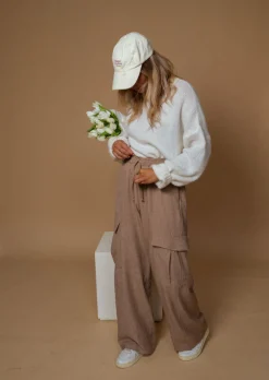 Pantalons-EASY-CLOTHES Pantalon Cargo Chocolat | Anca | Ample & ConfortableEasy Clothes Chocolat       
