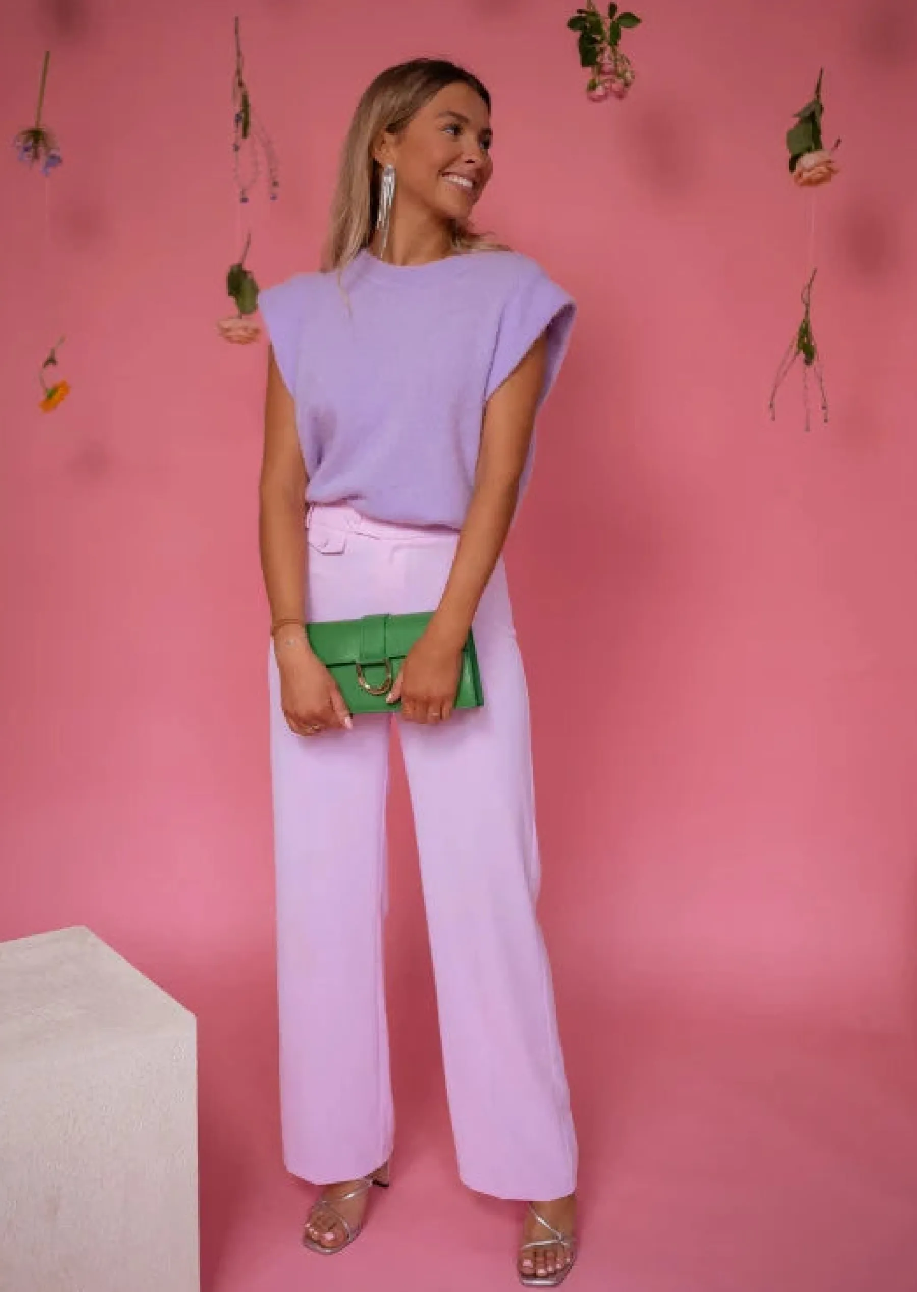 Pantalons-EASY-CLOTHES Pantalon Costume Rose | Myriam | Vêtements FemmeEasy Clothes Rose