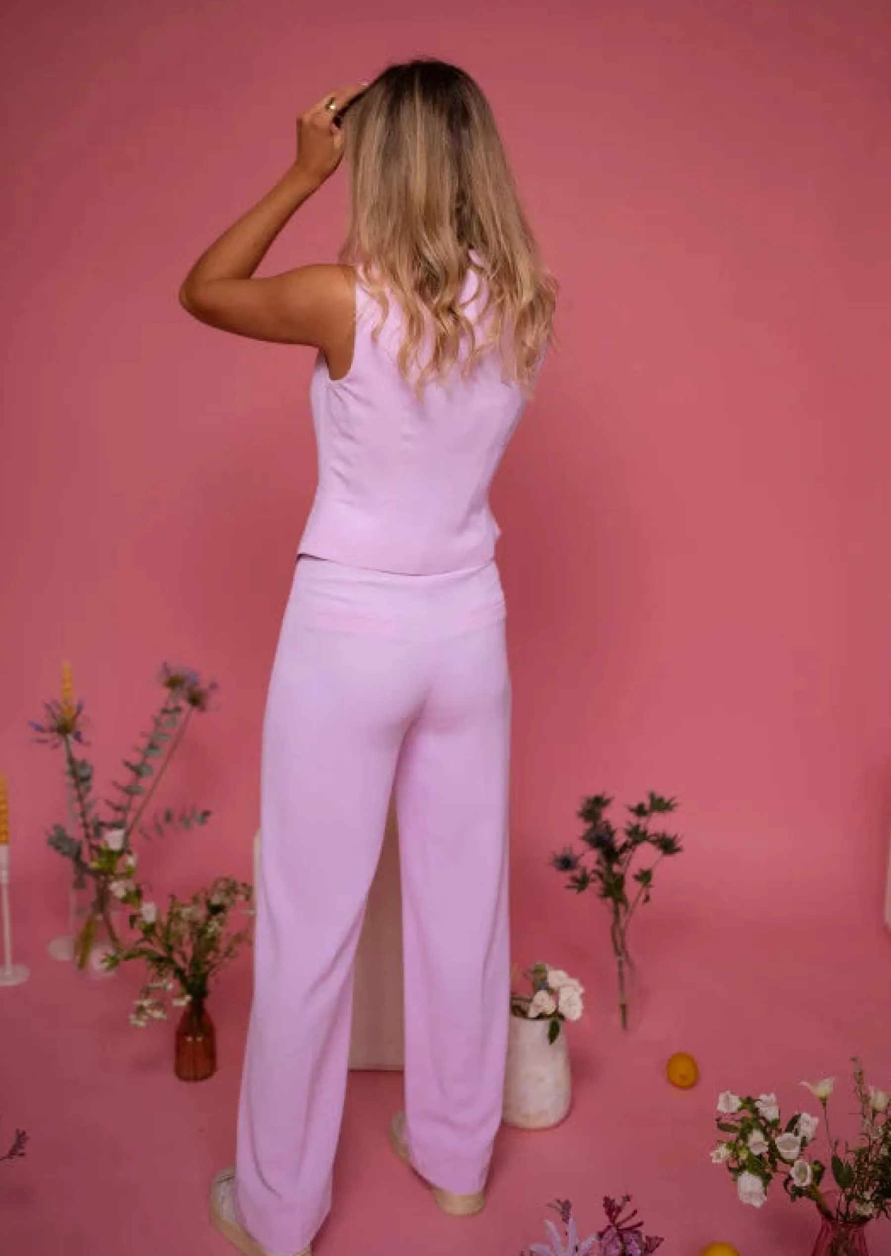 Pantalons-EASY-CLOTHES Pantalon Costume Rose | Myriam | Vêtements FemmeEasy Clothes Rose