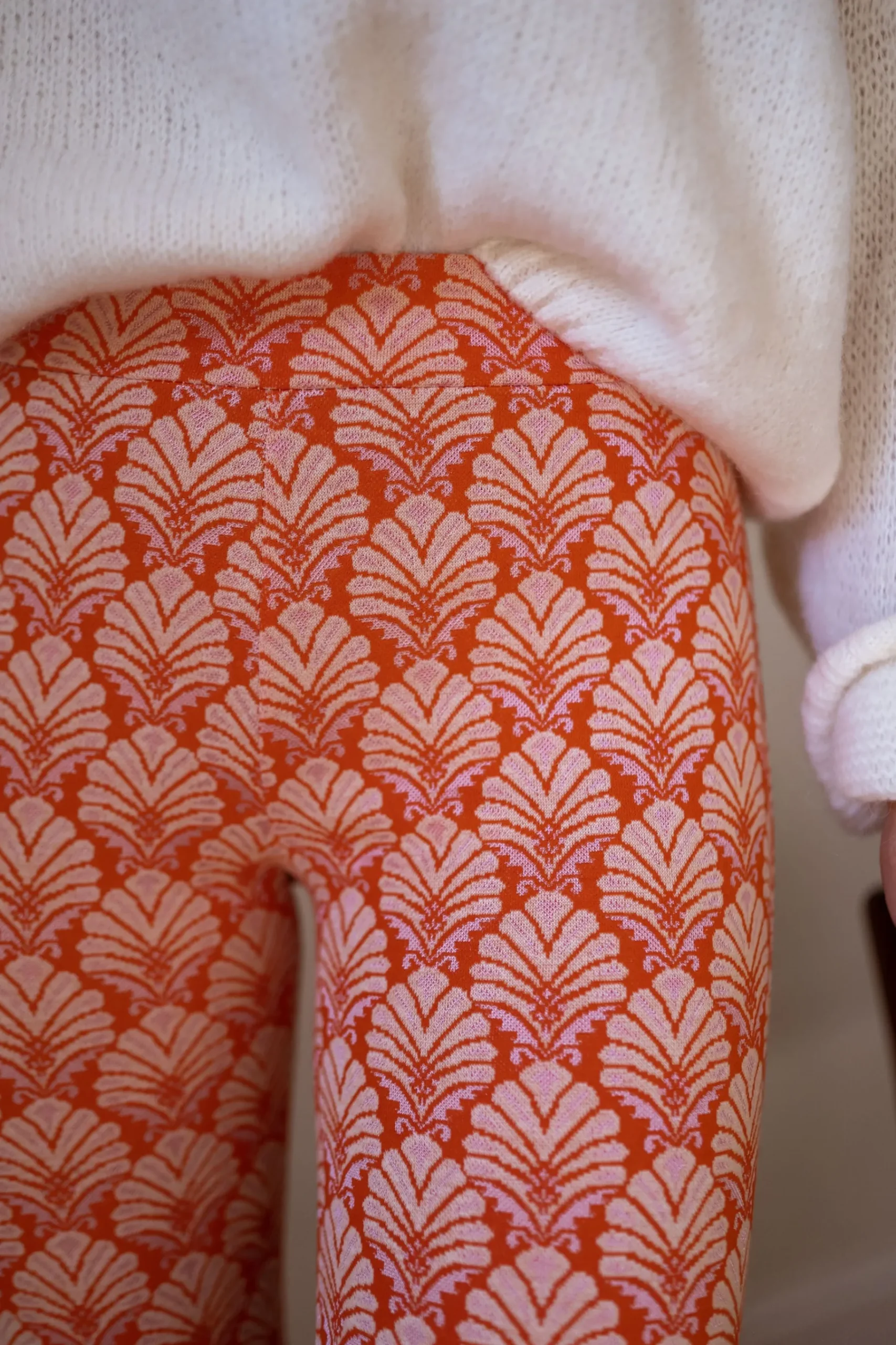 Pantalons-EASY-CLOTHES Pantalon Curtis - orange à motifsEasy Clothes Orange à motifs