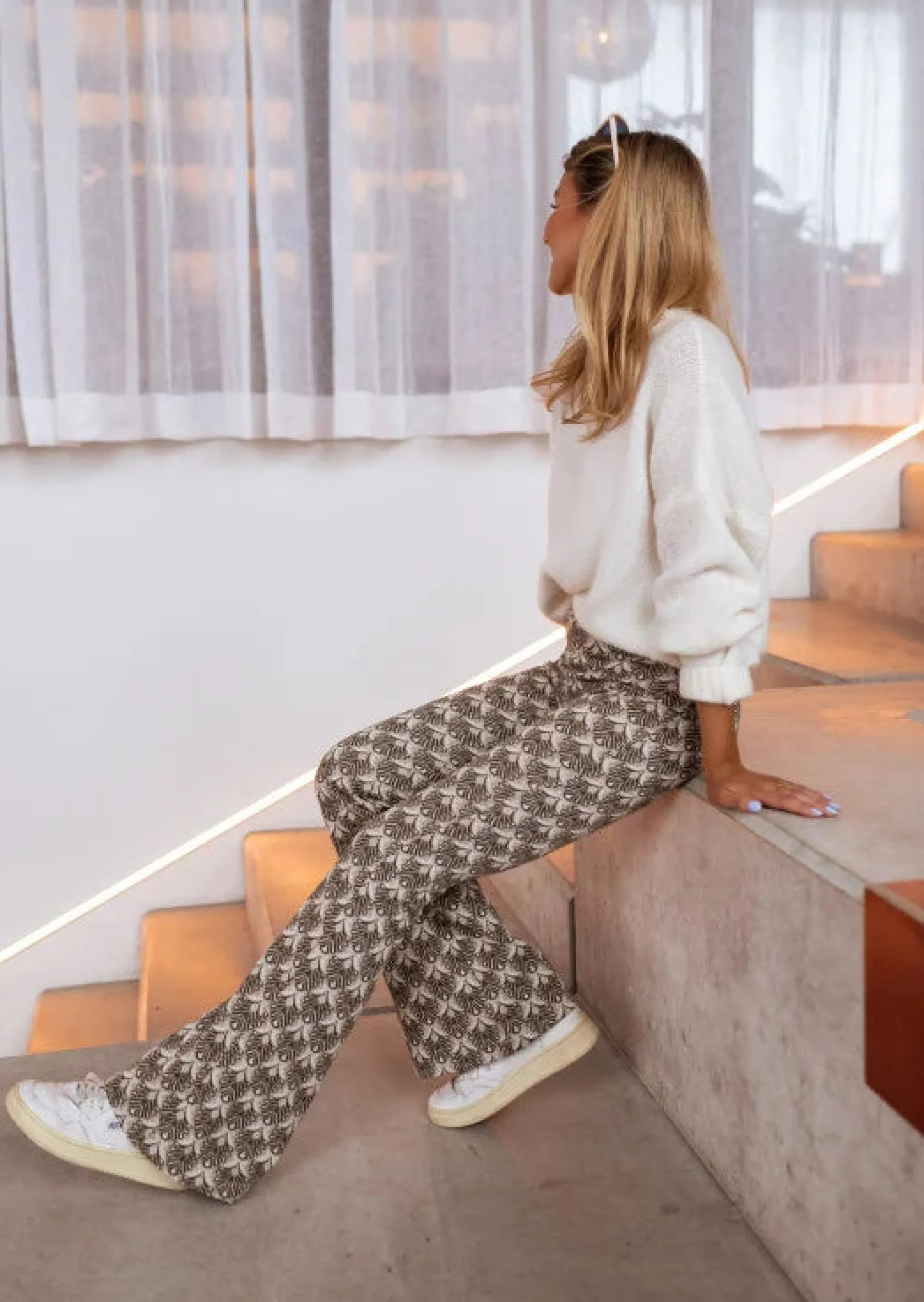 Pantalons-EASY-CLOTHES Pantalon Curtis kaki à motifs | Pantalon évasé à motifs | Prêt-à-porter en ligne | Easy Clothes Kaki à motifs