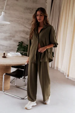 Pantalons-EASY-CLOTHES Pantalon Dallas - kakiEasy Clothes Kaki       
