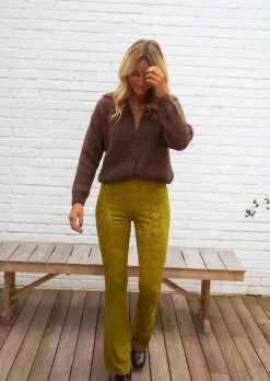 Pantalons-EASY-CLOTHES Pantalon Endry - Couleur Olive - À MotifsEasy Clothes Olive       