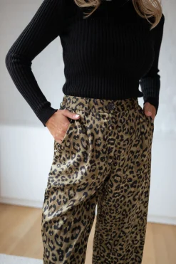 Pantalons-EASY-CLOTHES Pantalon Enouk - léopard vertEasy Clothes Léopard vert