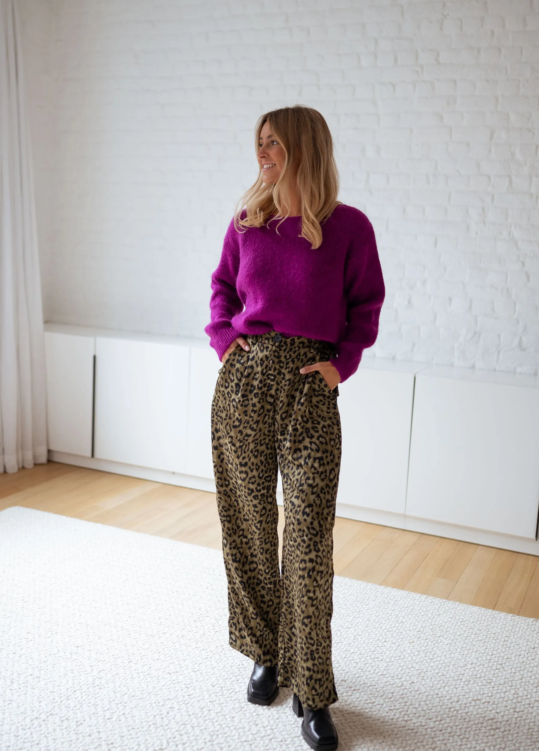Pantalons-EASY-CLOTHES Pantalon Enouk - léopard vertEasy Clothes Léopard vert