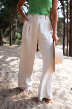 Pantalons-EASY-CLOTHES Pantalon Joey - en lin beigeEasy Clothes En lin beige       