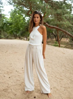 Pantalons-EASY-CLOTHES Pantalon Joey - en lin beigeEasy Clothes En lin beige       