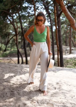 Pantalons-EASY-CLOTHES Pantalon Joey - en lin beigeEasy Clothes En lin beige       