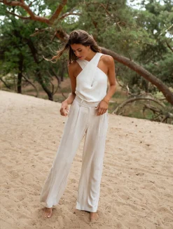 Pantalons-EASY-CLOTHES Pantalon Joey - en lin beigeEasy Clothes En lin beige       