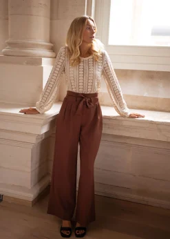Pantalons-EASY-CLOTHES Pantalon Kalie - chocolatEasy Clothes Chocolat       