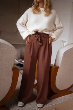 Pantalons-EASY-CLOTHES Pantalon Kalie - chocolatEasy Clothes Chocolat       