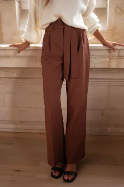 Pantalons-EASY-CLOTHES Pantalon Kalie - chocolatEasy Clothes Chocolat       