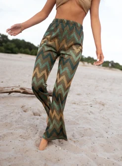 Pantalons-EASY-CLOTHES Pantalon Lody - kaki à paillettesEasy Clothes Kaki à paillettes