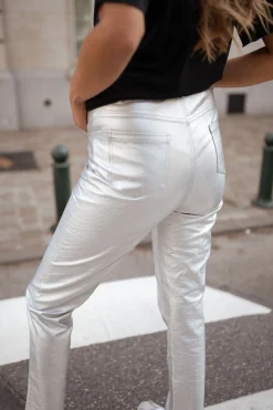 Pantalons-EASY-CLOTHES Pantalon Lotti - argentéEasy Clothes Argenté