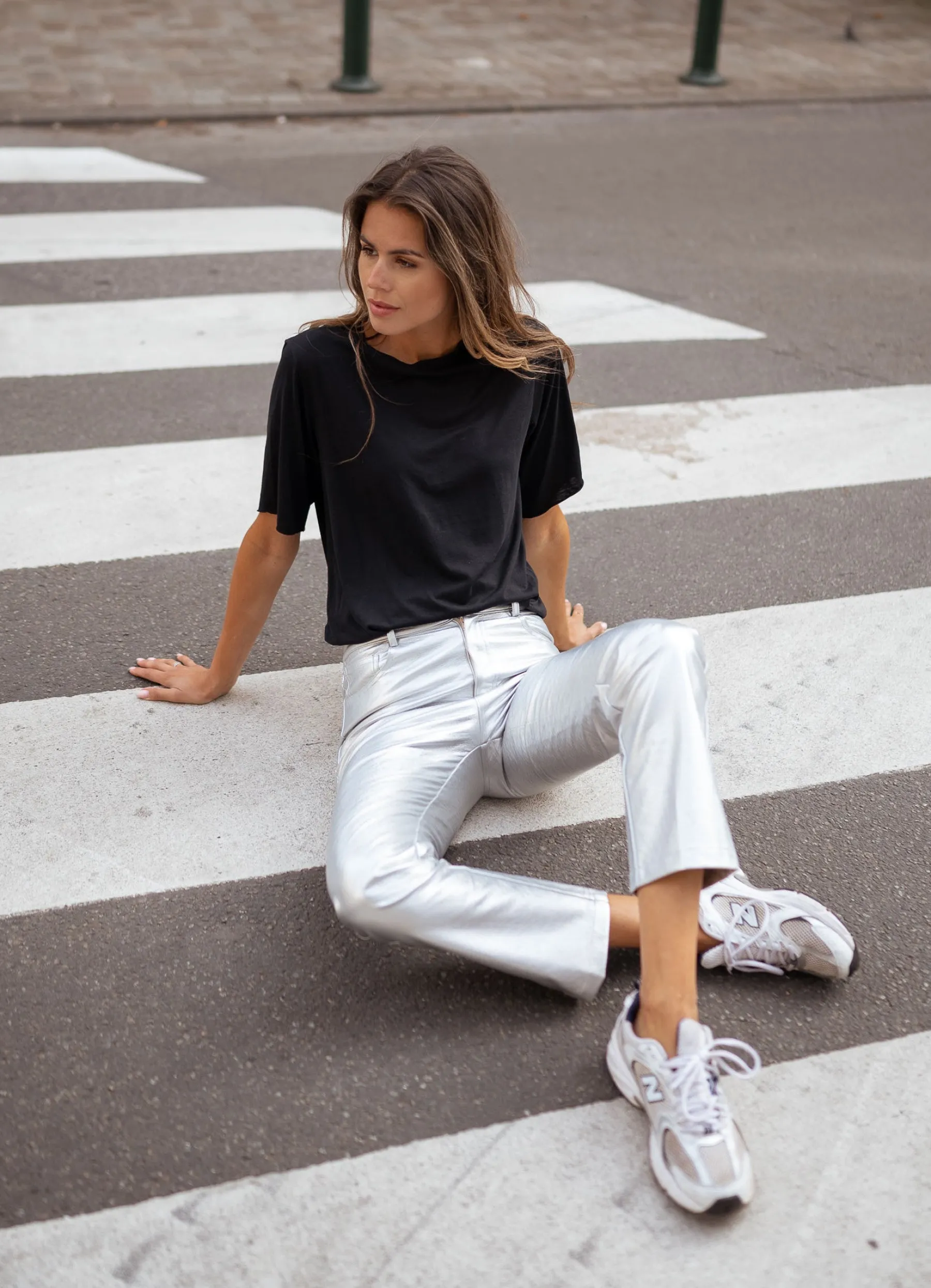 Pantalons-EASY-CLOTHES Pantalon Lotti - argentéEasy Clothes Argenté