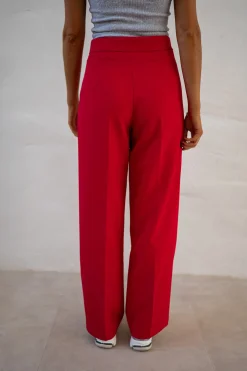 Pantalons-EASY-CLOTHES Pantalon Maona - Rouge - Ensemble TailleurEasy Clothes Rouge       