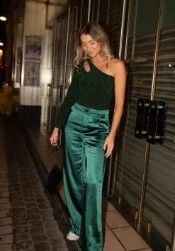 Pantalons-EASY-CLOTHES Pantalon Marcel - vert en satinEasy Clothes Vert en satin       