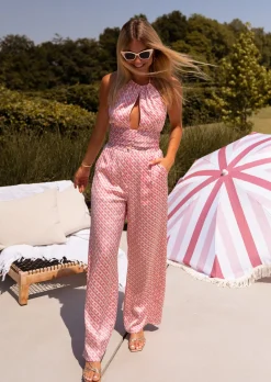 Pantalons-EASY-CLOTHES Pantalon Meria rose à motifs | Pantalon large coloré | Prêt-à-porter en ligne | Easy Clothes Rose à motifs       