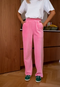 Pantalons-EASY-CLOTHES Pantalon Oscar - rose en veloursEasy Clothes Rose en velours