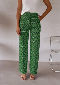 Pantalons-EASY-CLOTHES Pantalon Peter - vert à motifsEasy Clothes Vert à motifs       