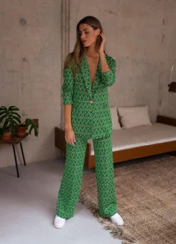 Pantalons-EASY-CLOTHES Pantalon Peter - vert à motifsEasy Clothes Vert à motifs       