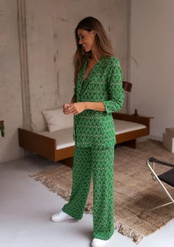 Pantalons-EASY-CLOTHES Pantalon Peter - vert à motifsEasy Clothes Vert à motifs       