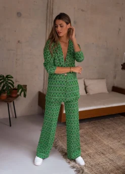 Pantalons-EASY-CLOTHES Pantalon Peter - vert à motifsEasy Clothes Vert à motifs       
