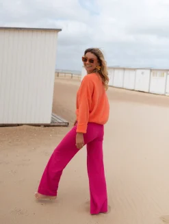 Pantalons-EASY-CLOTHES Pantalon Philo - rose en crochetEasy Clothes Rose en crochet