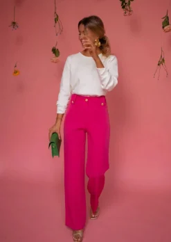 Pantalons-EASY-CLOTHES Pantalon Rose Élégant | Soléa | Vêtements FemmeEasy Clothes Rose       