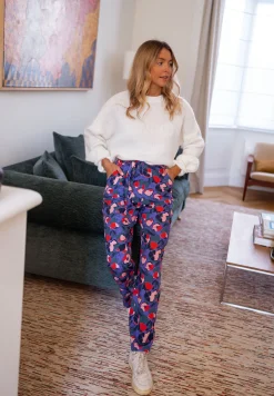 Pantalons-EASY-CLOTHES Pantalon Roxane - mauve à motifsEasy Clothes Mauve à motifs       