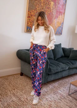 Pantalons-EASY-CLOTHES Pantalon Roxane - mauve à motifsEasy Clothes Mauve à motifs       