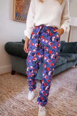Pantalons-EASY-CLOTHES Pantalon Roxane - mauve à motifsEasy Clothes Mauve à motifs       