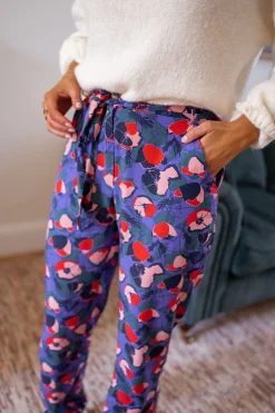 Pantalons-EASY-CLOTHES Pantalon Roxane - mauve à motifsEasy Clothes Mauve à motifs       