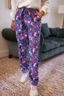 Pantalons-EASY-CLOTHES Pantalon Roxane - mauve à motifsEasy Clothes Mauve à motifs       