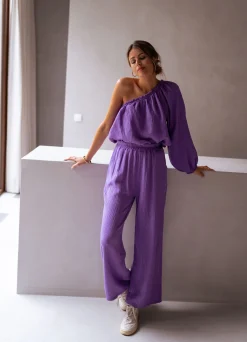Pantalons-EASY-CLOTHES Pantalon Sacha - mauveEasy Clothes Mauve       