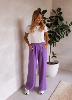 Pantalons-EASY-CLOTHES Pantalon Sacha - mauveEasy Clothes Mauve       