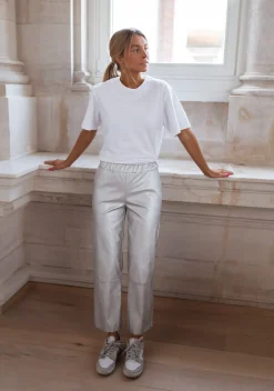 Pantalons-EASY-CLOTHES Pantalon Victoire - argentéEasy Clothes Argenté       