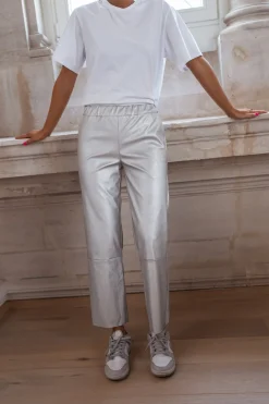 Pantalons-EASY-CLOTHES Pantalon Victoire - argentéEasy Clothes Argenté