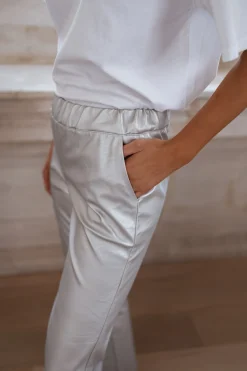 Pantalons-EASY-CLOTHES Pantalon Victoire - argentéEasy Clothes Argenté