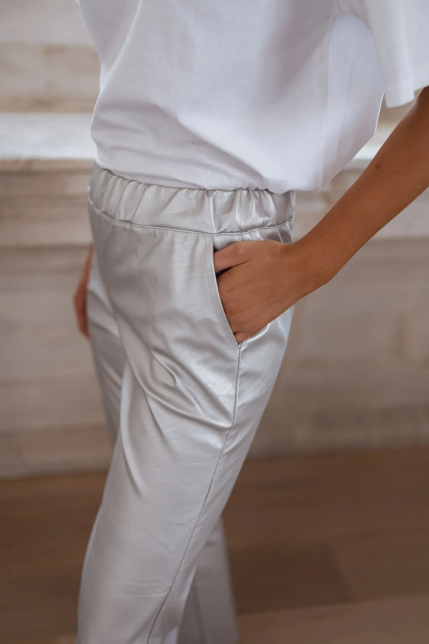 Pantalons-EASY-CLOTHES Pantalon Victoire - argentéEasy Clothes Argenté