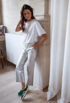 Pantalons-EASY-CLOTHES Pantalon Victoire - argentéEasy Clothes Argenté