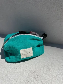 Sacs & Pochettes-EASY-CLOTHES Pochette Easy Clothes CREATION - bleu émeraude en lin Bleu émeraude en lin       